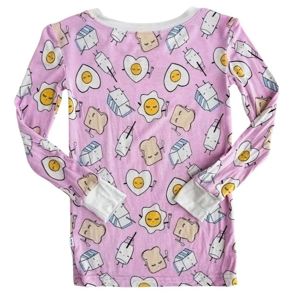 Little Sleepies 3T Pink Breakfast Set Pink Breakfast Food Print Lunaluxe
